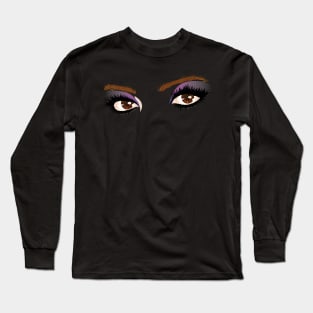 Brown fem Eyes with make up Long Sleeve T-Shirt